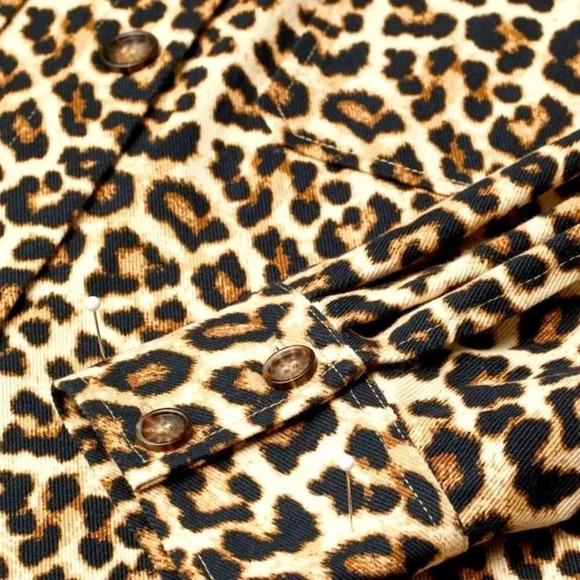 NWT H&M Leopard Cotton Twill Shirt Jacket/Shacket - Picture 2 of 5